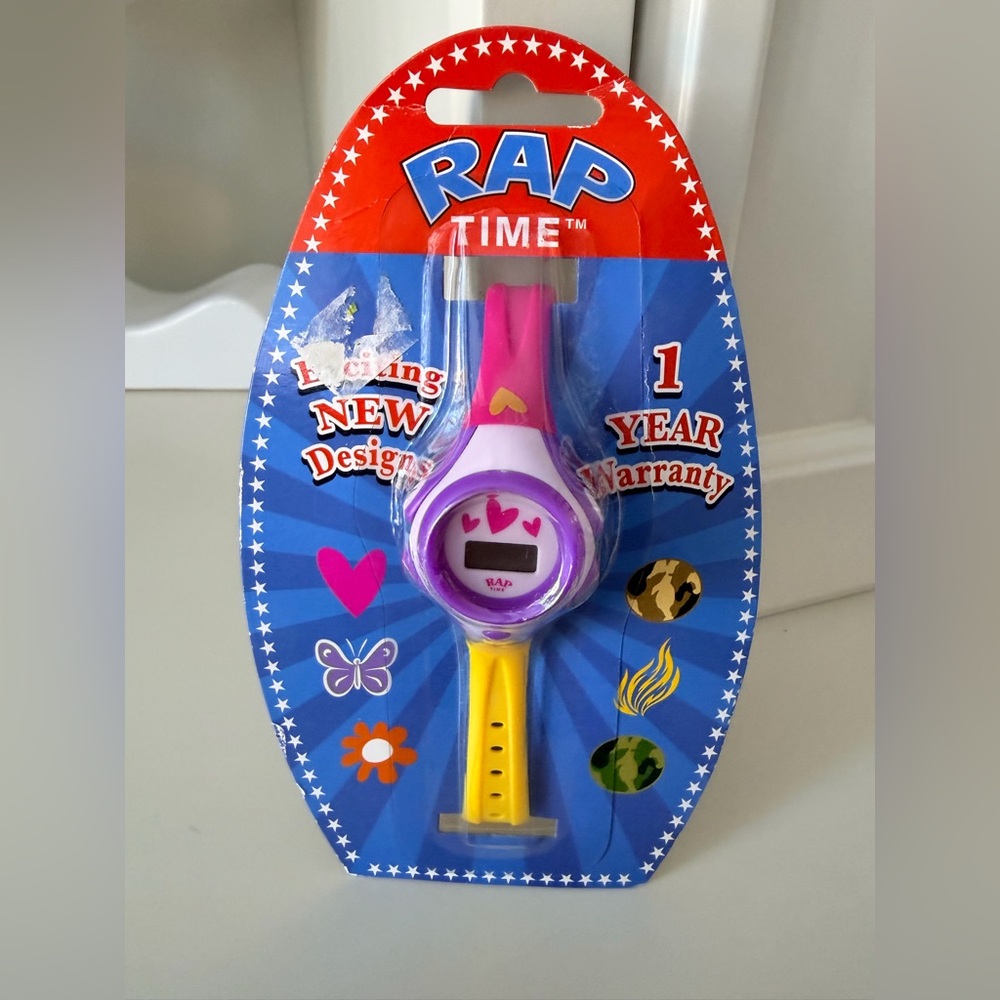 Vintage 2000’S RAP TIME Kids Girls Purple Pink Yellow Watch NEW